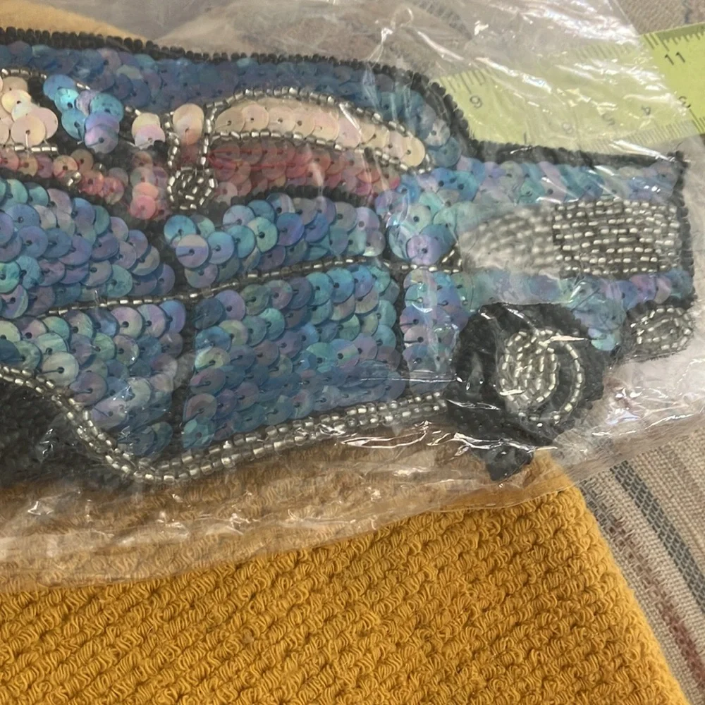 Beaded and sequin car patch
